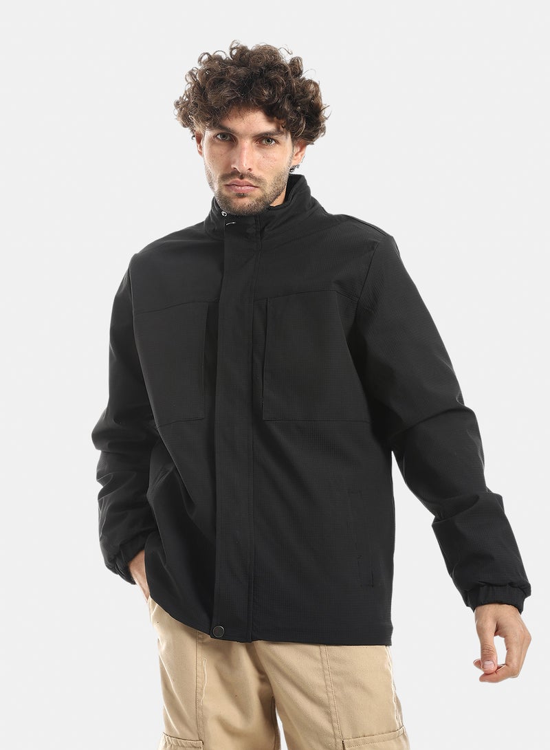 Andora Black Hooded Zip-Up Jacket_Black - Image 1